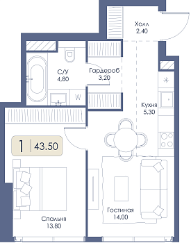 Однокомнатная квартира