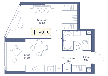 Однокомнатная квартира