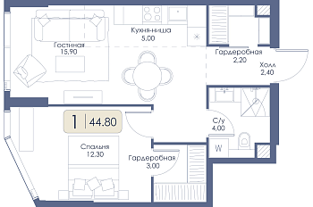Однокомнатная квартира