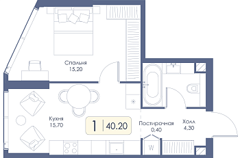 Однокомнатная квартира