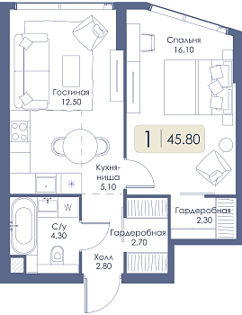 Однокомнатная квартира