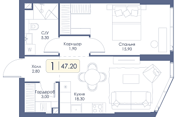 Однокомнатная квартира